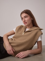 Camel Funnel Neck Knitted Tank - Image 3 of 10