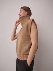 Camel Funnel Neck Knitted Tank - Image 4 of 10