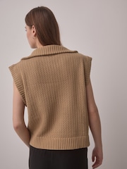 Camel Funnel Neck Knitted Tank - Image 5 of 10