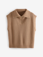 Camel Funnel Neck Knitted Tank - Image 8 of 10