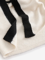 White/Black Striped Knitted Poncho - Image 6 of 6