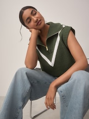 Green Funnel Neck Knitted Tank - Image 2 of 9