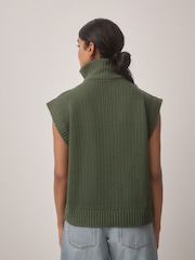 Green Funnel Neck Knitted Tank - Image 3 of 9