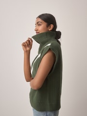 Green Funnel Neck Knitted Tank - Image 4 of 9