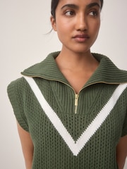 Green Funnel Neck Knitted Tank - Image 5 of 9