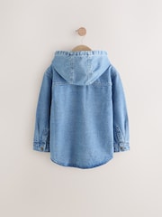Blue Hooded Denim Long Sleeve 100% Cotton Shirt - Image 2 of 5