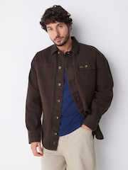 Brown Canvas Shacket 100% Cotton Overshirt - Image 1 of 7