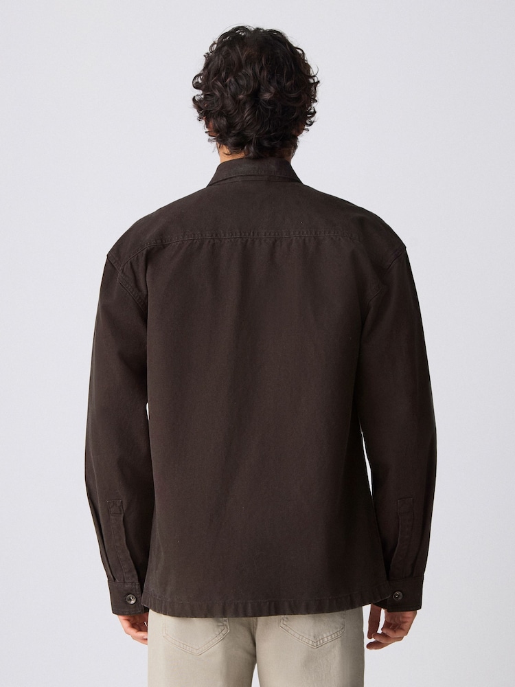 Brown Canvas Shacket 100% Cotton Overshirt - Image 2 of 7