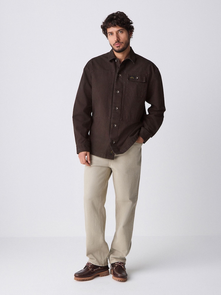Brown Canvas Shacket 100% Cotton Overshirt - Image 3 of 7
