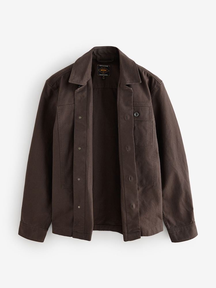 Brown Canvas Shacket 100% Cotton Overshirt - Image 7 of 7