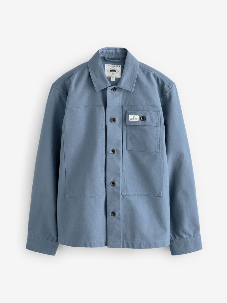 Blue Canvas Shacket 100% Cotton Overshirt - Image 1 of 11