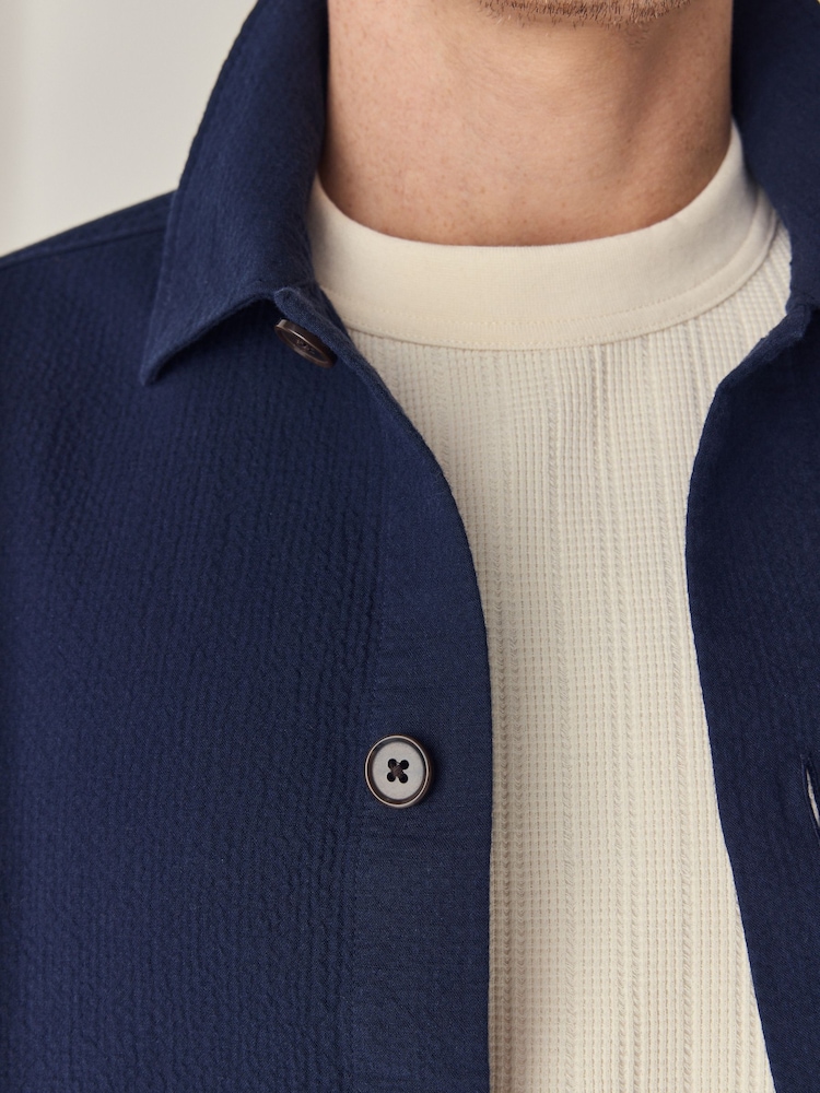 Темно-синий - 100% Cotton Seersucker Куртка-сорочка Overshirt - Image 5 of 9
