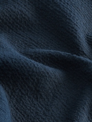 Navy Blue 100% Cotton Seersucker Shacket Overshirt - Image 8 of 9