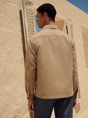 Stone 100% Cotton Seersucker Shacket Overshirt - Image 3 of 9