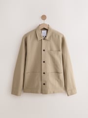 Stone 100% Cotton Seersucker Shacket Overshirt - Image 6 of 9