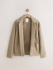 Stone 100% Cotton Seersucker Shacket Overshirt - Image 7 of 9