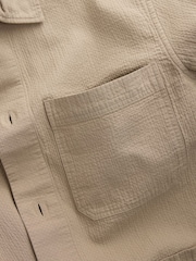 Stone 100% Cotton Seersucker Shacket Overshirt - Image 8 of 9