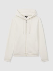 Reiss Off White Sutton Cotton-Blend Fleeceback-Jersey Zipped Hoodie - Image 2 of 5