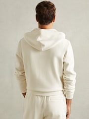 Reiss Off White Sutton Cotton-Blend Fleeceback-Jersey Zipped Hoodie - Image 4 of 5
