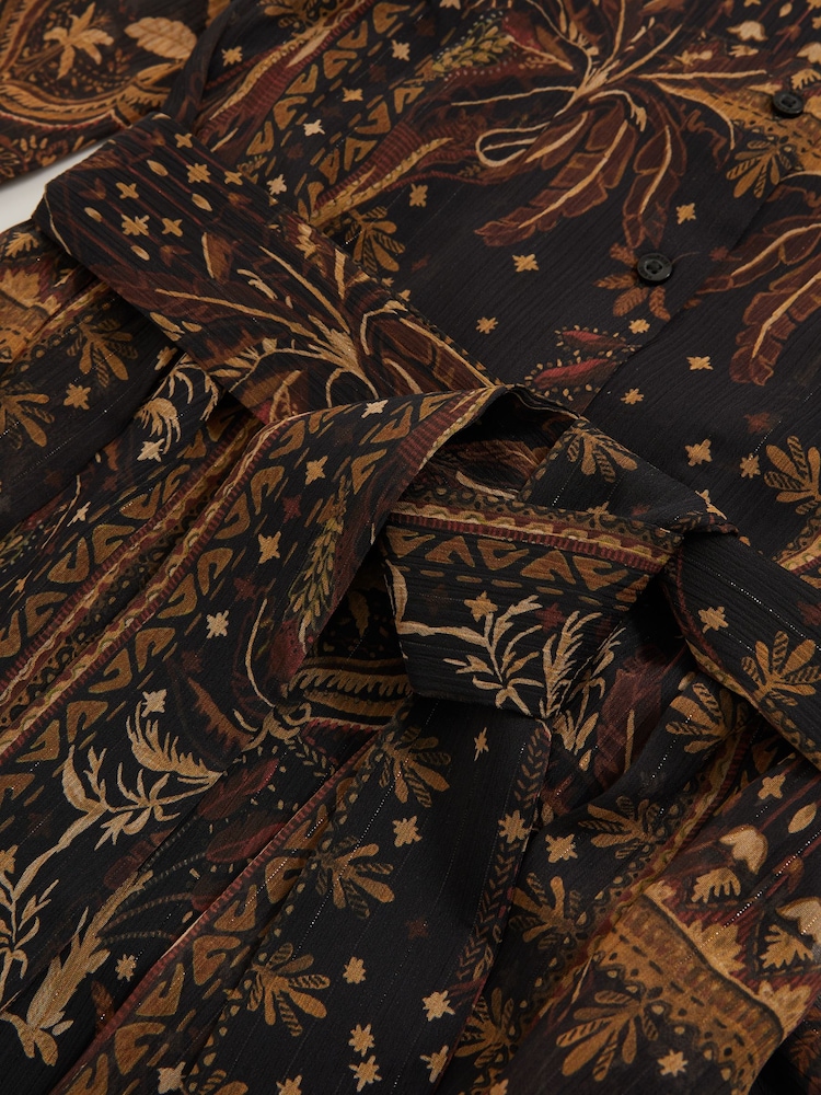 Reiss Navy Oe Rory Botanical-Print Chiffon Mini Dress - Image 5 of 5