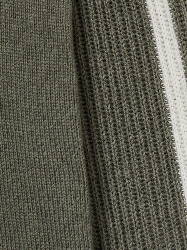 Reiss Sage/White Carnellis 9-13 yrs Zipped Funnel-Neck Jumper with Wool and Cotton - Image 4 of 4