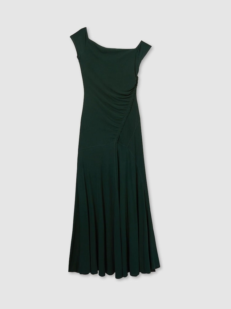 Reiss Green Elliotte Atelier Gathered Crepe-Jersey Maxi Dress - Image 2 of 7