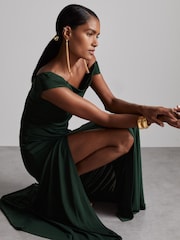Reiss Green Elliotte Atelier Gathered Crepe-Jersey Maxi Dress - Image 3 of 7