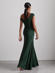 Reiss Green Elliotte Atelier Gathered Crepe-Jersey Maxi Dress - Image 6 of 7