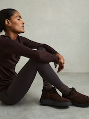 Reiss Chocolate Sylvie Shearling-Lined Suede Ankle Boots - Image 2 of 5