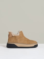 Reiss Tan Sylvie Shearling-Lined Suede Ankle Boots - Image 1 of 5