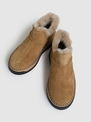 Reiss Tan Sylvie Shearling-Lined Suede Ankle Boots - Image 3 of 5
