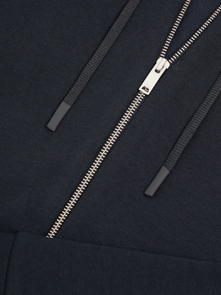 Reiss Navy Sutton Cotton-Blend Fleeceback-Jersey Zipped Hoodie - Image 6 of 6