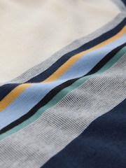 Navy Taupe Stripe Crew 100% Cotton T-Shirt - Image 3 of 4