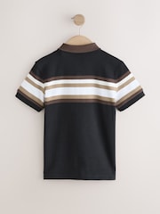 Multi Stripe Interlock Zip Neck 100% Cotton Polo T-Shirt - Image 2 of 4