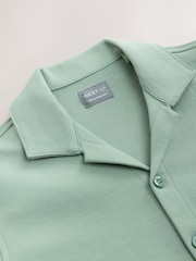 Mint Green Interlock Short Sleeves Colar 100% Cotton Shirt And Shorts - Image 3 of 4