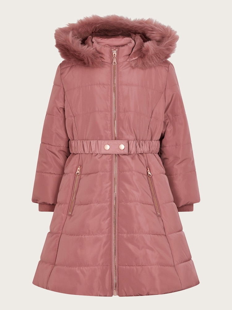 Monsoon Pink Aline Longline Padded Coat - Image 2 of 4