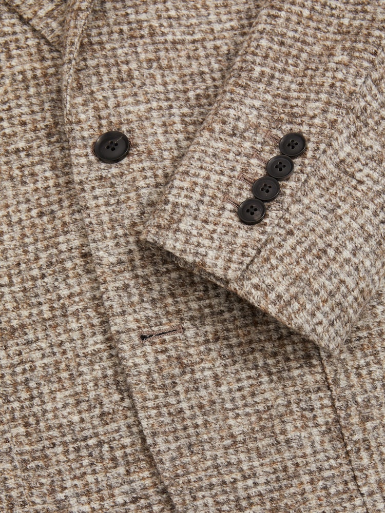 Reiss Oatmeal Mineral Tweed Single-Breasted Blazer with Wool - Image 6 of 6