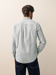 Green 100% Cotton Stripe Long Sleeve Oxford Shirt - Image 2 of 9