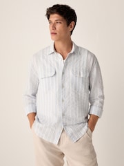 Blue Long Sleeve Seersucker Stripe Shirt - Image 1 of 9