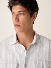 Blue Long Sleeve Seersucker Stripe Shirt - Image 4 of 9