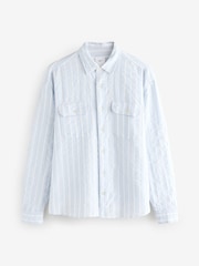 Blue Long Sleeve Seersucker Stripe Shirt - Image 7 of 9