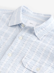 Blue Long Sleeve Seersucker Stripe Shirt - Image 9 of 9