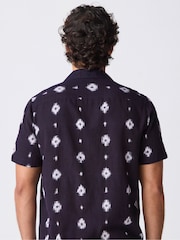 Indigo Blue Printed Short Sleeve 100% Cotton Shirt - Image 3 of 5