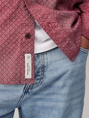 Red Twin Pocket Textured Long Sleeve 100% Cotton Shirt - Image 4 of 9