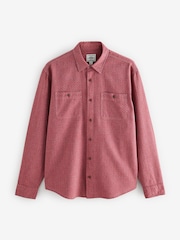 Red Twin Pocket Textured Long Sleeve 100% Cotton Shirt - Image 6 of 9