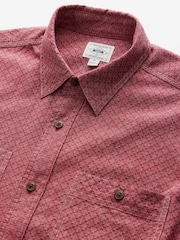 Red Twin Pocket Textured Long Sleeve 100% Cotton Shirt - Image 7 of 9