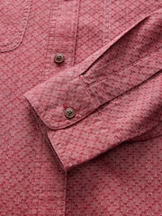 Red Twin Pocket Textured Long Sleeve 100% Cotton Shirt - Image 8 of 9