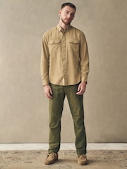 Tan Brown Cotton Tencel Blend Long Sleeve Shirt - Image 3 of 8