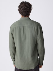 Khaki Green Cotton Tencel Blend Long Sleeve Shirt - Image 3 of 9