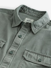 Khaki Green Cotton Tencel Blend Long Sleeve Shirt - Image 8 of 9